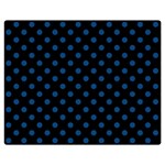 Polka Dots - Dark Cerulean on Black Double Sided Flano Blanket (Medium)