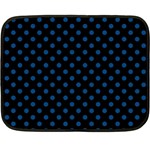 Polka Dots - Dark Cerulean on Black Fleece Blanket (Mini)