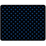 Polka Dots - Dark Cerulean on Black Double Sided Fleece Blanket (Medium) (Two Sides)