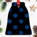 Polka Dots - Dark Cerulean on Black Ornament (Bell)