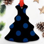 Polka Dots - Dark Cerulean on Black Christmas Tree Ornament (Two Sides)