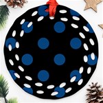 Polka Dots - Dark Cerulean on Black Ornament (Round Filigree)