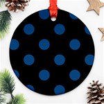 Polka Dots - Dark Cerulean on Black Ornament (Round)