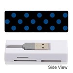 Polka Dots - Dark Cerulean on Black Memory Card Reader (Stick)