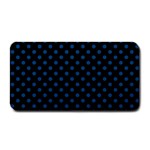 Polka Dots - Dark Cerulean on Black Medium Bar Mat