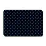 Polka Dots - Dark Cerulean on Black Small Doormat