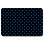 Polka Dots - Dark Cerulean on Black Large Doormat