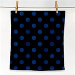 Polka Dots - Dark Cerulean on Black Face Towel