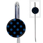 Polka Dots - Dark Cerulean on Black Book Mark