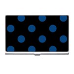 Polka Dots - Dark Cerulean on Black Business Card Holder