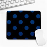 Polka Dots - Dark Cerulean on Black Large Mousepad