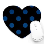 Polka Dots - Dark Cerulean on Black Heart Mousepad