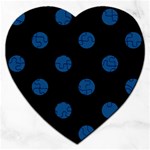 Polka Dots - Dark Cerulean on Black Jigsaw Puzzle (Heart)