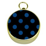 Polka Dots - Dark Cerulean on Black Gold Compass