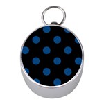 Polka Dots - Dark Cerulean on Black Silver Compass (Mini)