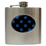 Polka Dots - Dark Cerulean on Black Hip Flask (6 oz)