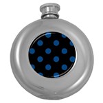 Polka Dots - Dark Cerulean on Black Hip Flask (5 oz)