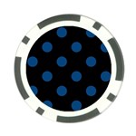 Polka Dots - Dark Cerulean on Black Poker Chip Card Guard