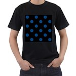 Polka Dots - Dark Cerulean on Black Men s T-Shirt (Black)