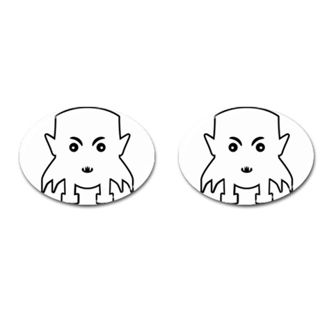 Petit Vampire Cartoon Illustration Cufflinks (Oval) from ArtsNow.com Front(Pair)