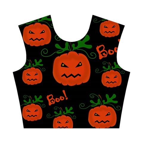 Halloween pumpkin pattern Cotton Crop Top from ArtsNow.com Front