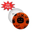 Halloween black pumpkins pattern 1.75  Buttons (100 pack) 