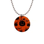 Halloween black pumpkins pattern Button Necklaces