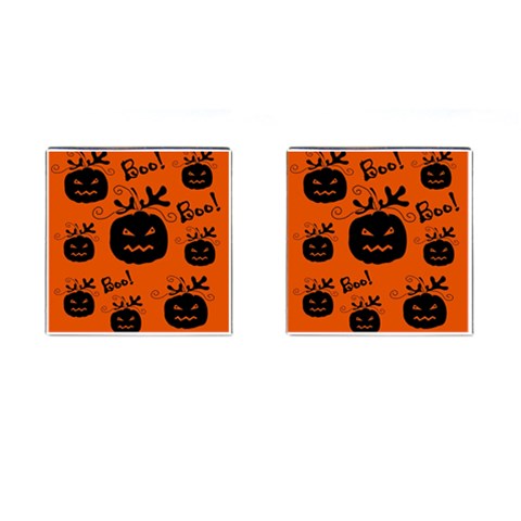 Halloween black pumpkins pattern Cufflinks (Square) from ArtsNow.com Front(Pair)