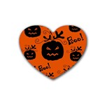 Halloween black pumpkins pattern Heart Coaster (4 pack) 