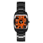 Halloween black pumpkins pattern Stainless Steel Barrel Watch