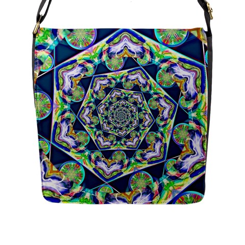 Power Spiral Polygon Blue Green White Flap Messenger Bag (L)  from ArtsNow.com Front