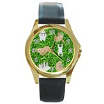 Funny Sloths Round Gold Metal Watch