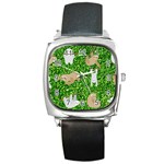 Funny Sloths Square Metal Watch