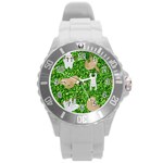 Funny Sloths Round Plastic Sport Watch (L)