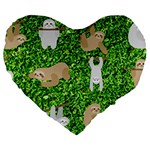 Funny Sloths Large 19  Premium Heart Shape Cushion