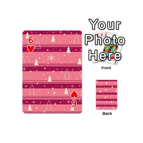 Pink Xmas Playing Cards 54 (Mini)  from ArtsNow.com Front - Heart6