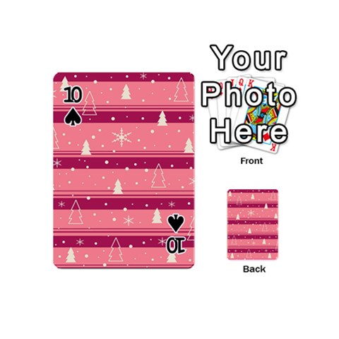 Pink Xmas Playing Cards 54 (Mini)  from ArtsNow.com Front - Spade10