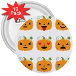 Halloween Pumpkin Emojis 3  Button (10 pack)