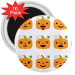 Halloween Pumpkin Emojis 3  Magnet (10 pack)