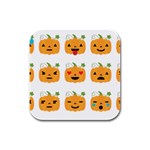 Halloween Pumpkin Emojis Rubber Square Coaster (4 pack)