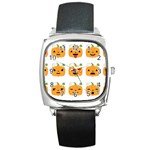 Halloween Pumpkin Emojis Square Metal Watch