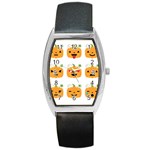 Halloween Pumpkin Emojis Barrel Style Metal Watch