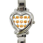 Halloween Pumpkin Emojis Heart Italian Charm Watch