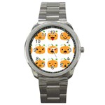 Halloween Pumpkin Emojis Sport Metal Watch