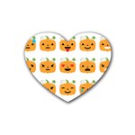 Halloween Pumpkin Emojis Rubber Coaster (Heart)