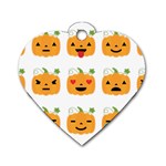 Halloween Pumpkin Emojis Dog Tag Heart (One Side)