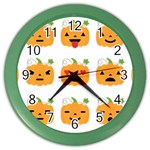 Halloween Pumpkin Emojis Color Wall Clock