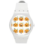 Halloween Pumpkin Emojis Round Plastic Sport Watch (M)