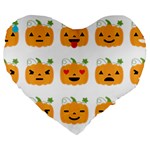 Halloween Pumpkin Emojis Large 19  Premium Heart Shape Cushion