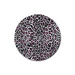 Pink Leopard Print Rubber Round Coaster (4 pack)